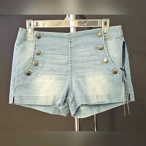 New Juniors Blue Spice High Waisted Stripped Shorts Size 5